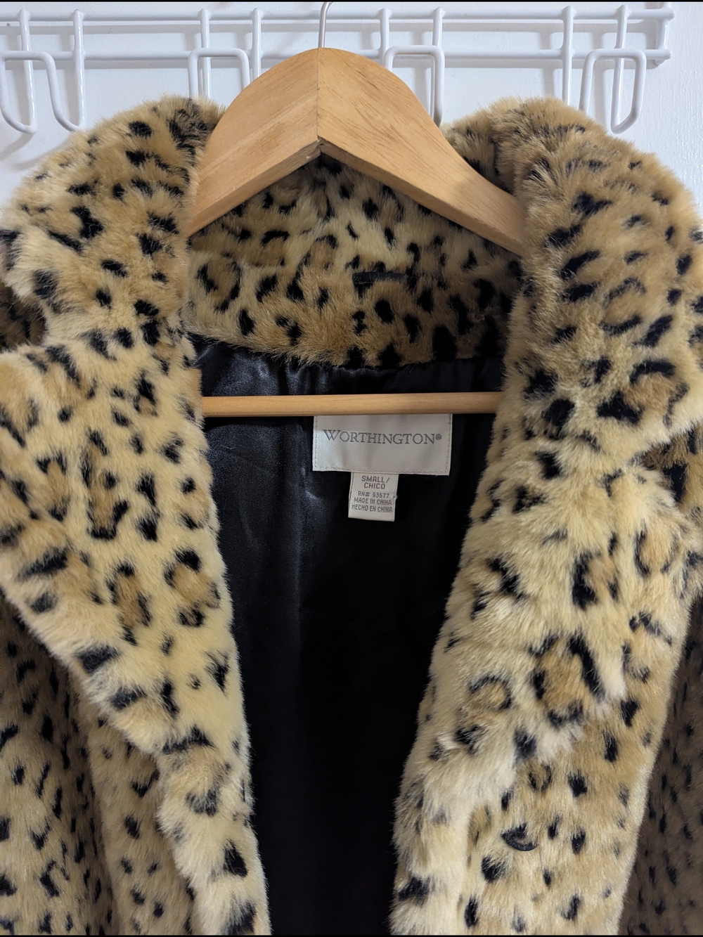Worthington Leopard Spot Faux-Fur Teddy Coat in Light Brown and Black - Picture 2 of 8